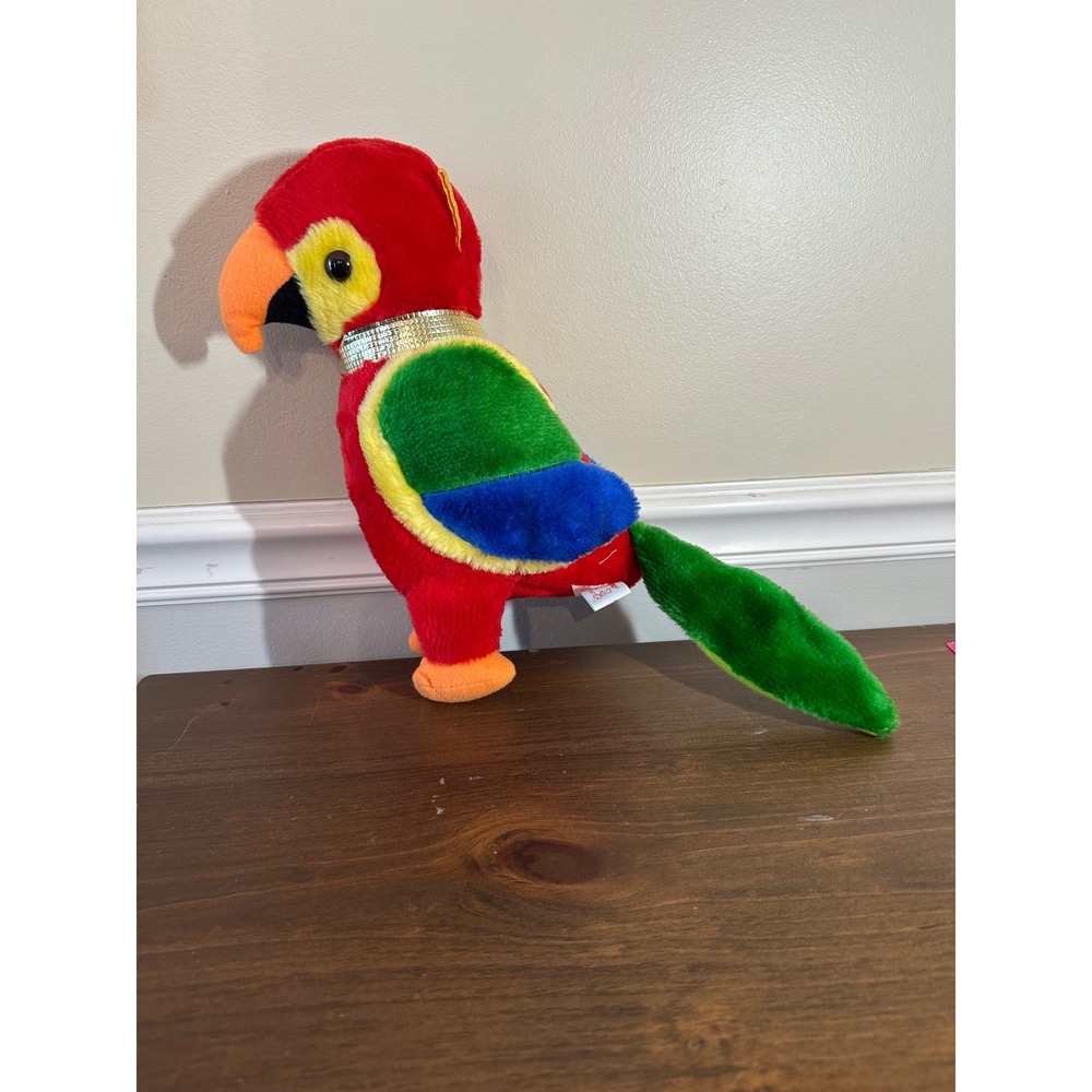 M. Galapo Toy Stuffed Parrot Plush Toy Red Yellow Green Blue Gold Collar